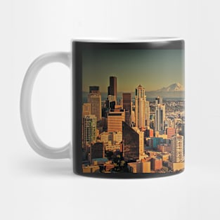 USA. Seattle. Downtown & Mount Rainier. Mug